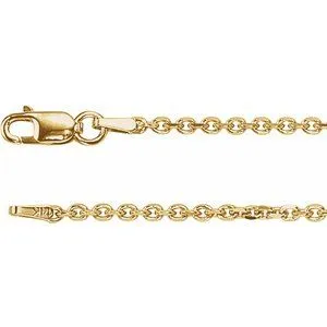 14K Yellow 1.75 mm Solid Diamond-Cut Cable 7" Chain