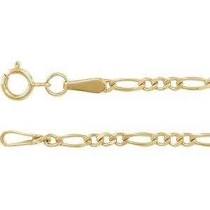 14K Yellow 1.9 mm Diamond-Cut Figaro 7" Chain