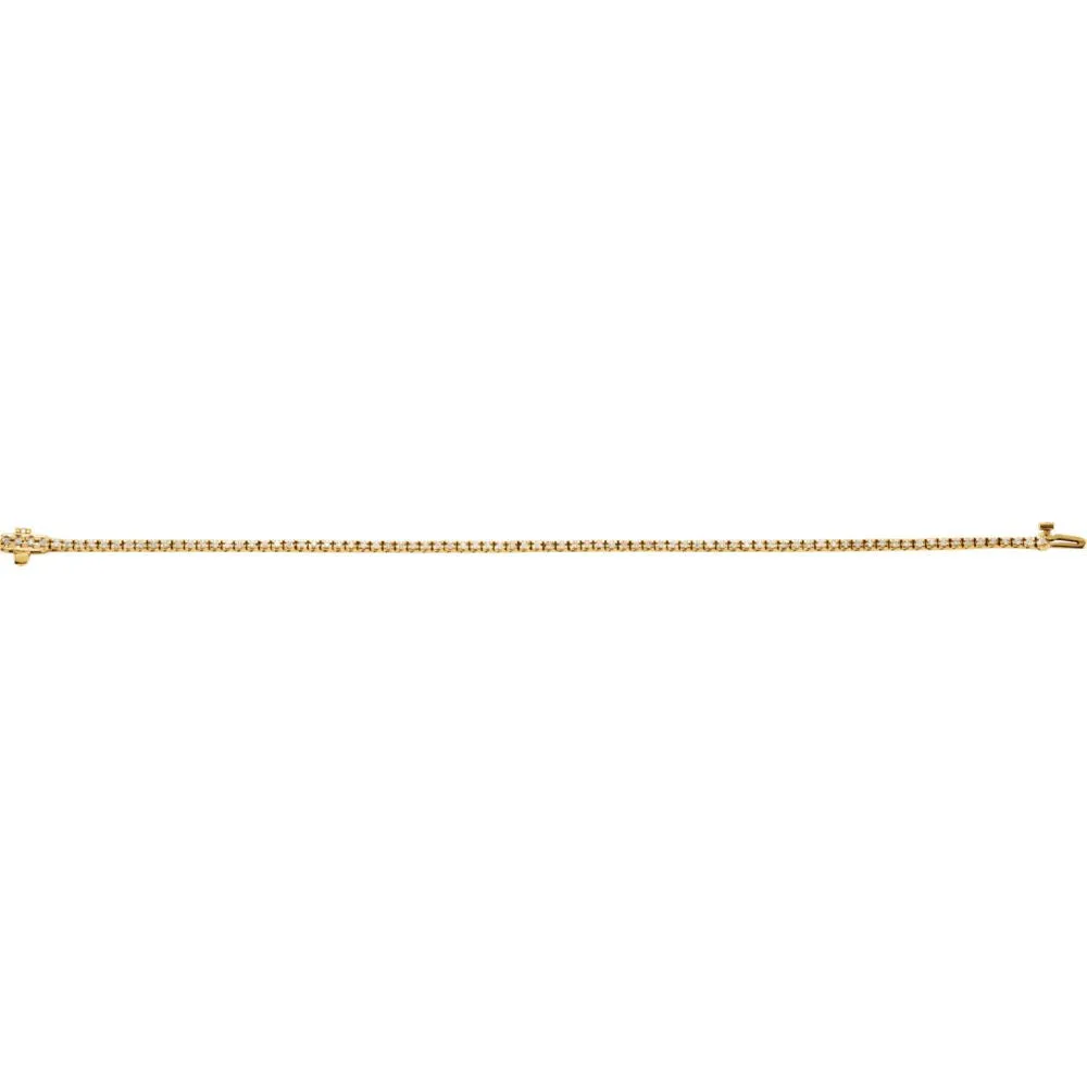 14k Yellow Gold 1 CTW Diamond Line 7.25" Bracelet
