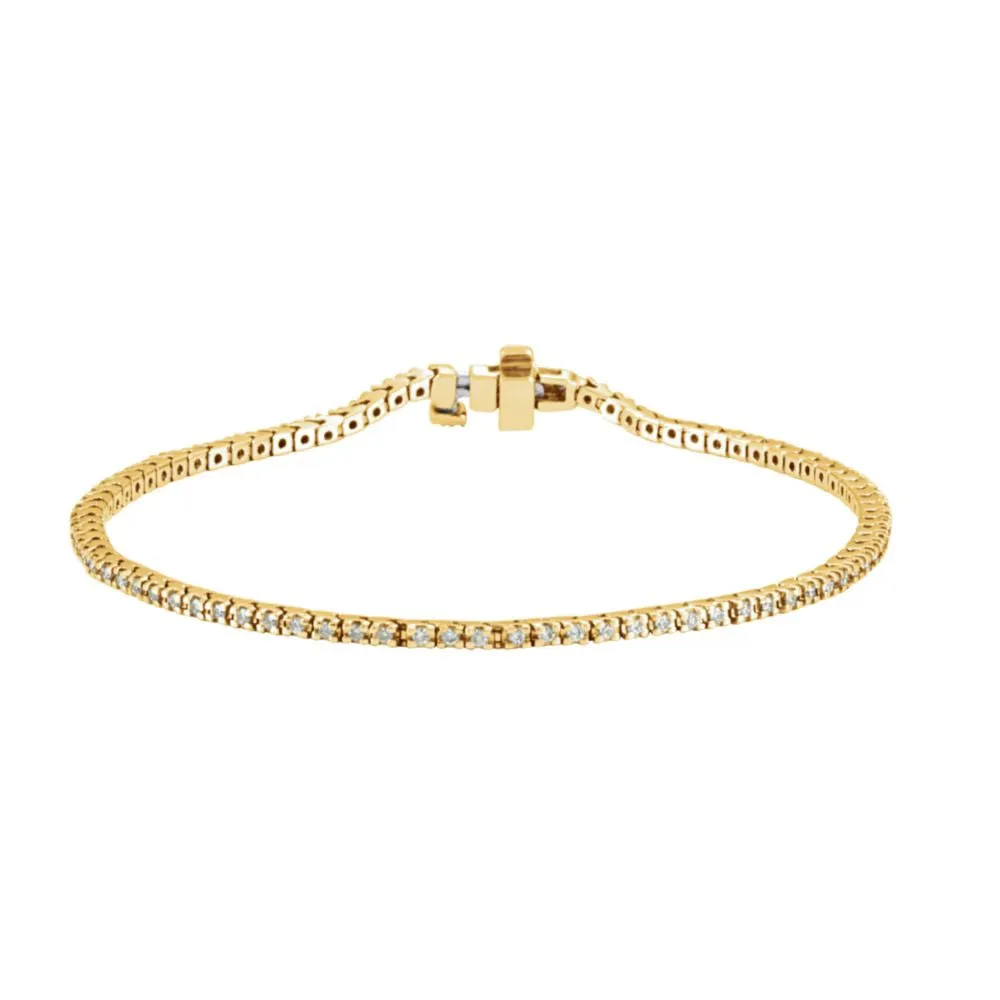 14k Yellow Gold 1 CTW Diamond Line 7.25" Bracelet