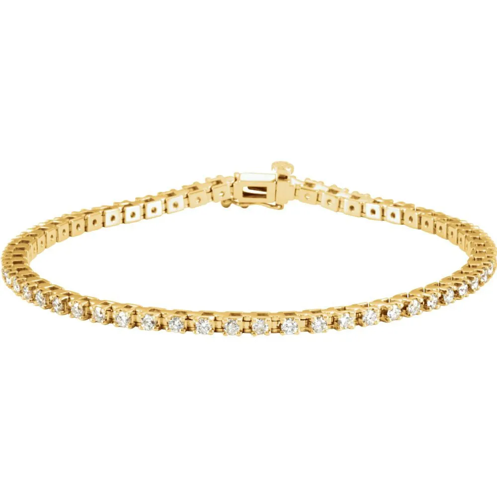 14k Yellow Gold 2 CTW Diamond Line 7.25" Bracelet