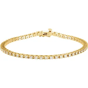 14k Yellow Gold 2 CTW Diamond Line 7.25" Bracelet