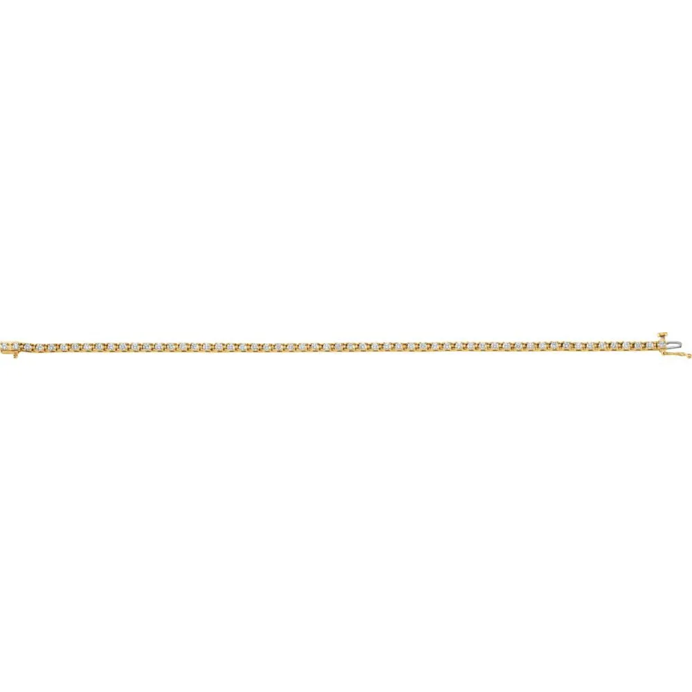 14k Yellow Gold 2 CTW Diamond Line 7.25" Bracelet