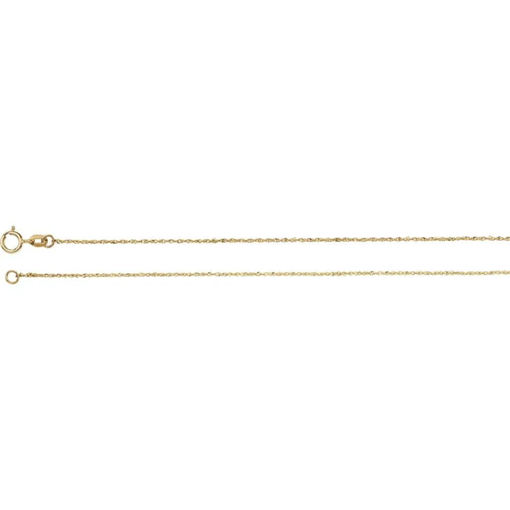 14k Yellow Gold .50mm Diamond Cut Singapore 7" Chain