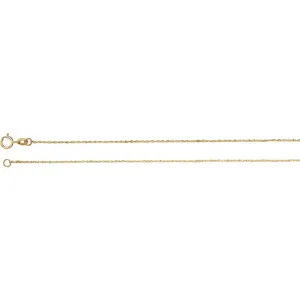 14k Yellow Gold .50mm Diamond Cut Singapore 7" Chain