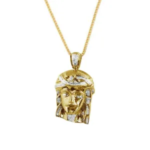 14K Yellow Gold Finish Sterling Silver 0.30ctw Diamond Jesus Pendant