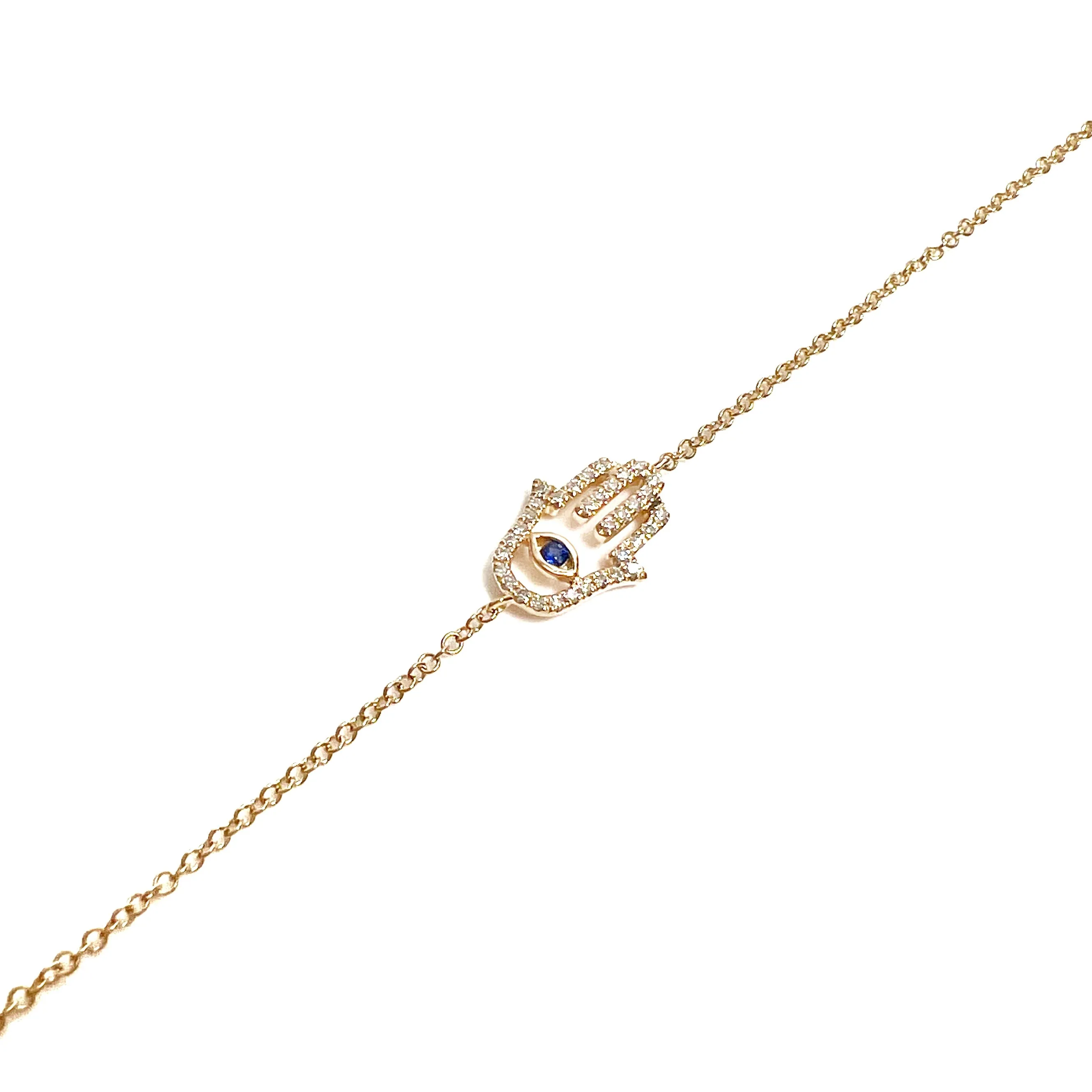 14K Yellow Gold Hamsa Diamond Bracelet