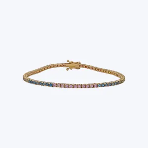 14K Yellow Gold Multi-Color Sapphire Tennis Bracelet