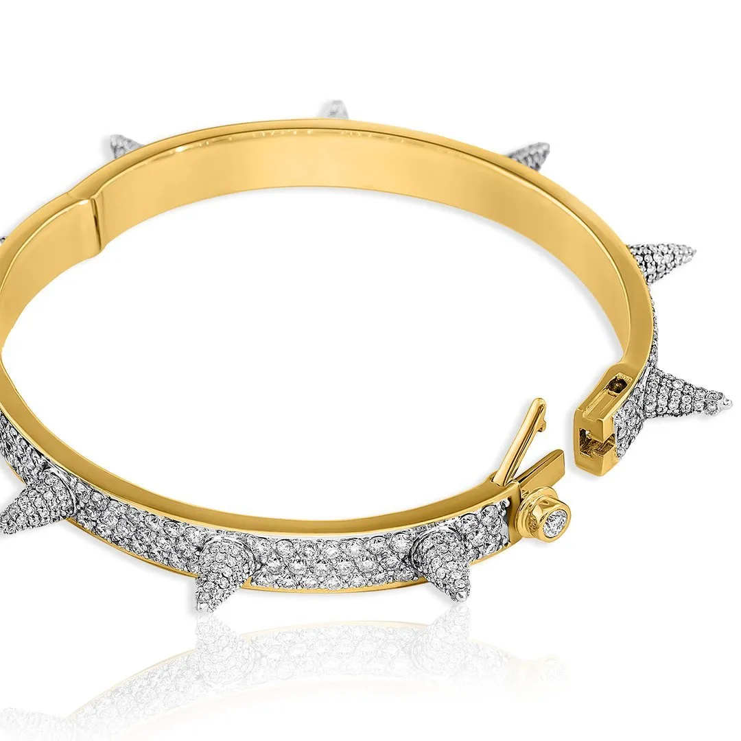 14K Yellow Gold Spike Diamond Bracelet 8.77 Ctw