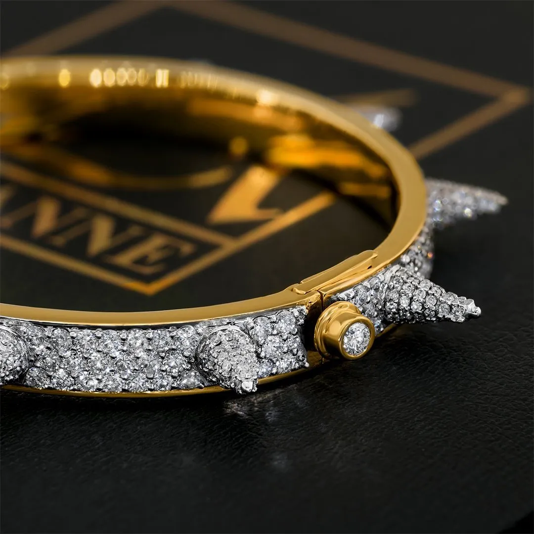 14K Yellow Gold Spike Diamond Bracelet 8.77 Ctw