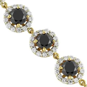 14K Yellow Solid Gold Unisex Diamond Fancy Bracelet With Black Diamonds 4.29 Ctw