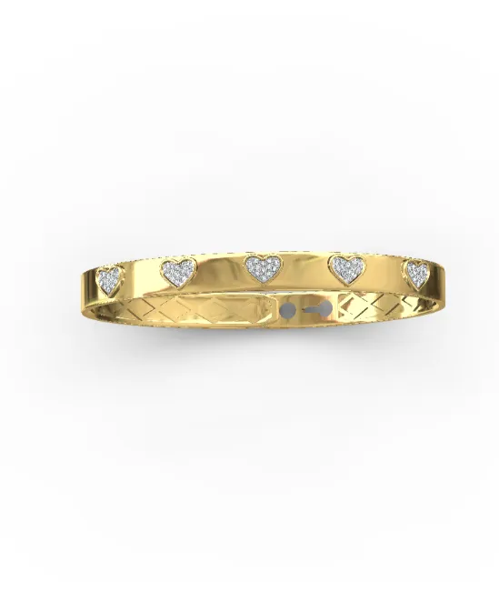 14KY 5 Heart Diamond Bangle