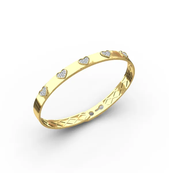 14KY 5 Heart Diamond Bangle