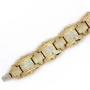 14KY 8.10CTW PC DIAMOND MENS BRACELET