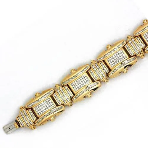 14KY 8.10CTW PC DIAMOND MENS BRACELET
