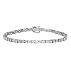 1.50 Carat Natural Diamond Illusion Set Tennis Bracelet G SI 14K White Gold 7''