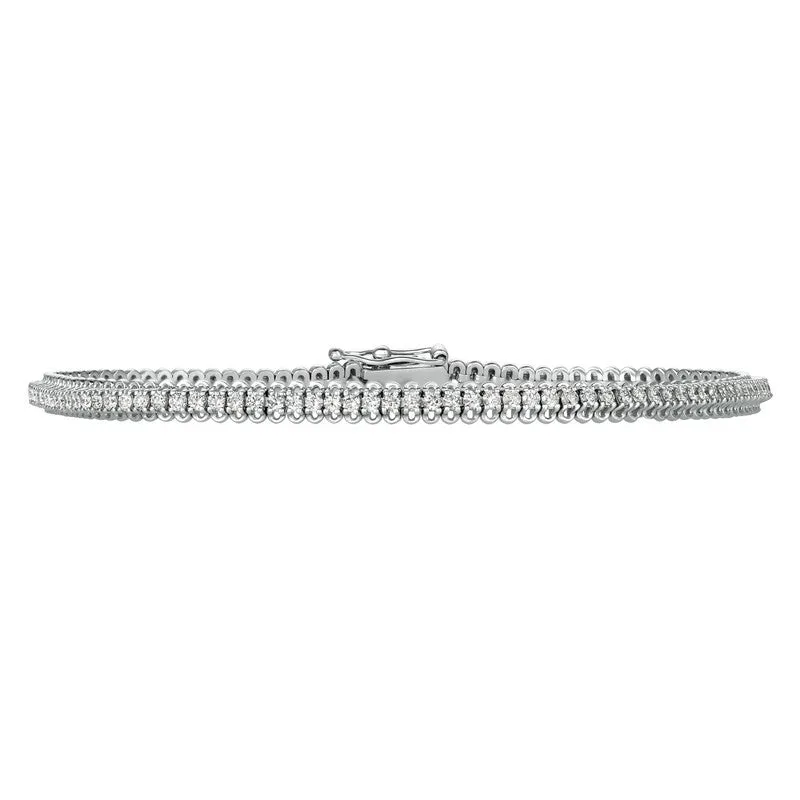 1.50 CT NATURAL DIAMOND SOFT TENNIS BRACELET G SI IN 14K GOLD 110 STONES