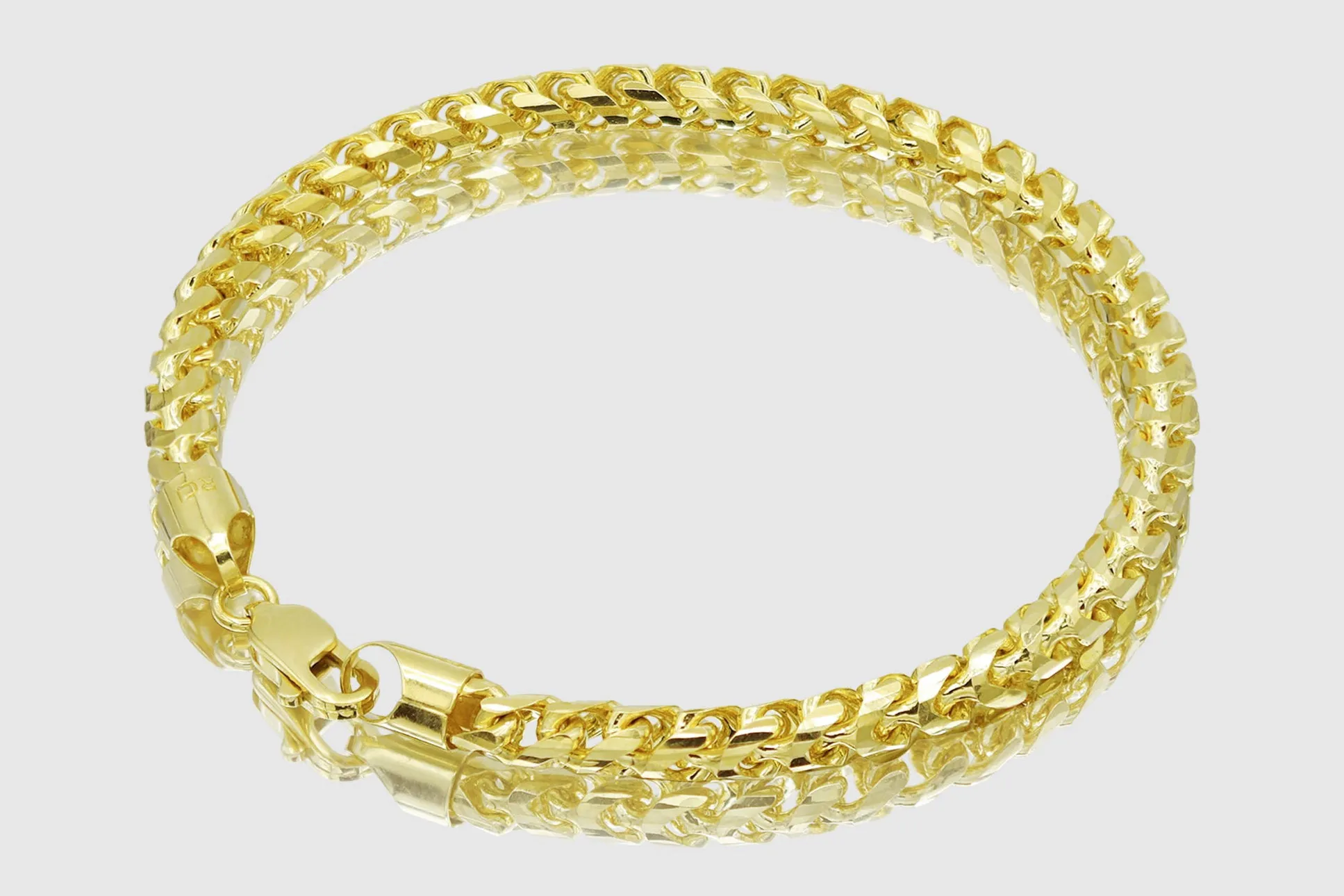 1.5mm - 6.5mm 14k Round Franco Diamond Cut Solid Yellow Gold Bracelet