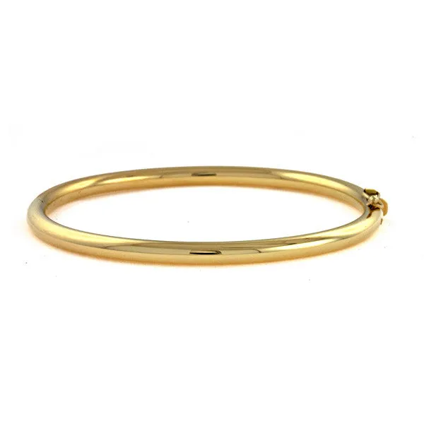 18 Karat Yellow Gold 4mm Round Tube Bangle