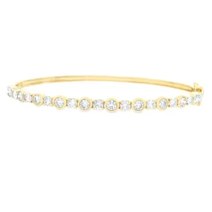 1.88ct 14k Gold Diamond Bezel Bangle