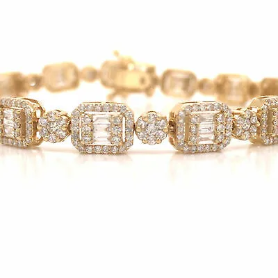 18K Diamond Cluster Line Bracelet Yellow Gold