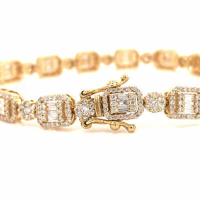 18K Diamond Cluster Line Bracelet Yellow Gold