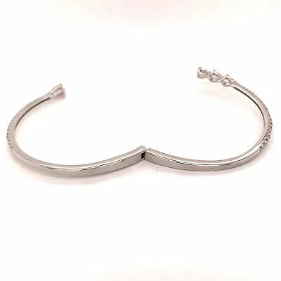 18K Diamond Pear Shape Wrap Bangle Bracelet White Gold
