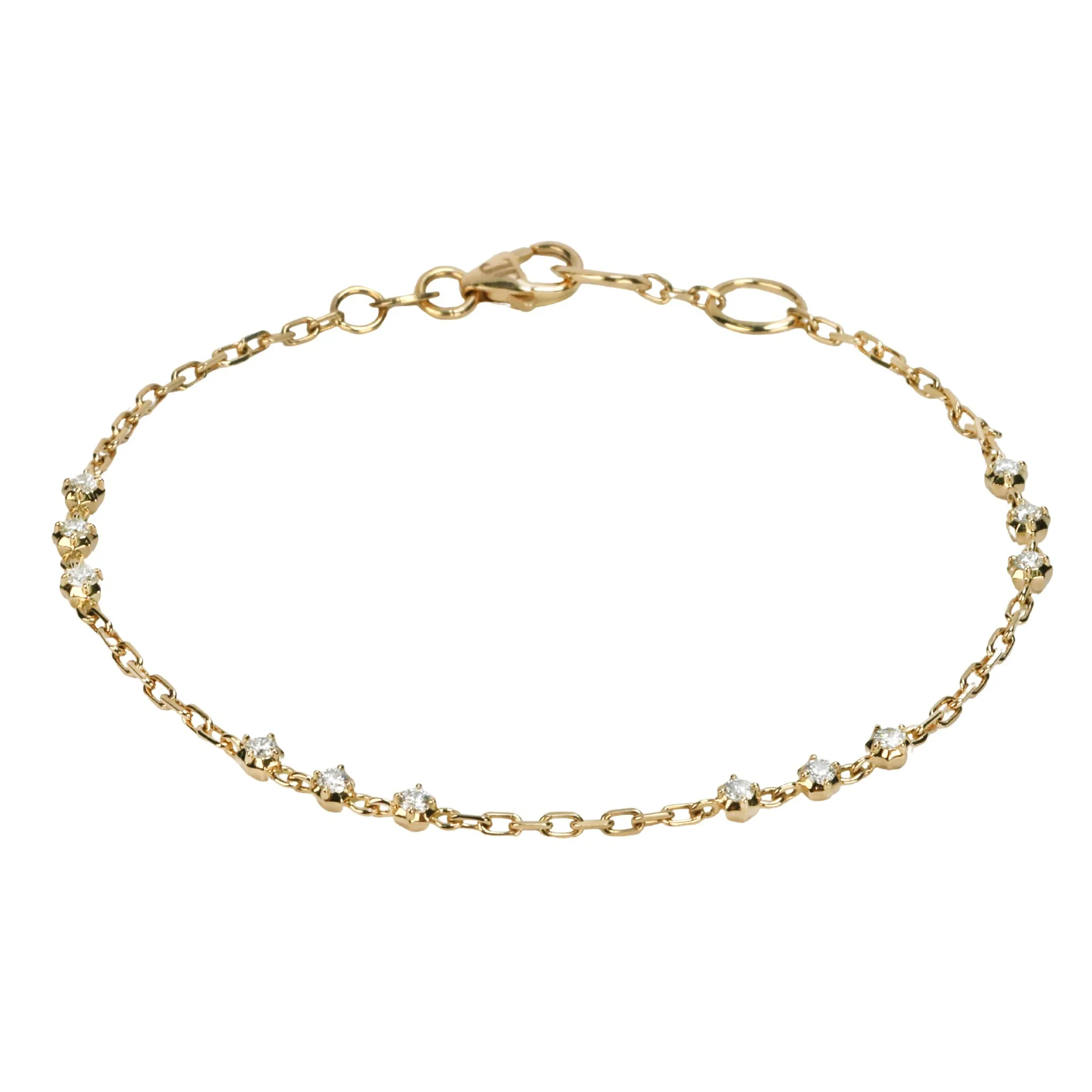 18K Gold & Diamond "Sophisticate Station" Chain Bracelet