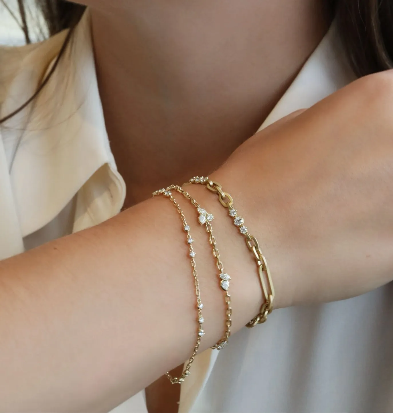 18K Gold & Diamond "Sophisticate Station" Chain Bracelet