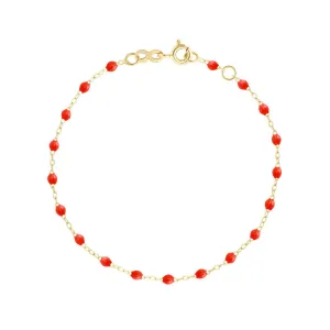 18K Gold and Coral Resin Beaded "Classic" Bracelet