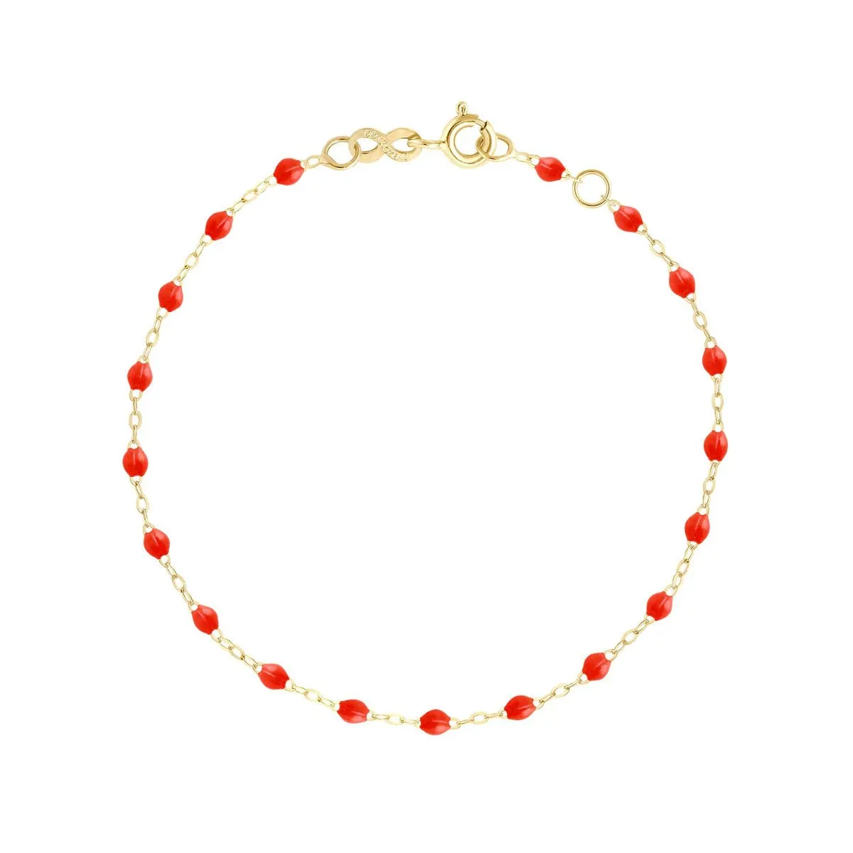 18K Gold and Coral Resin Beaded "Classic" Bracelet