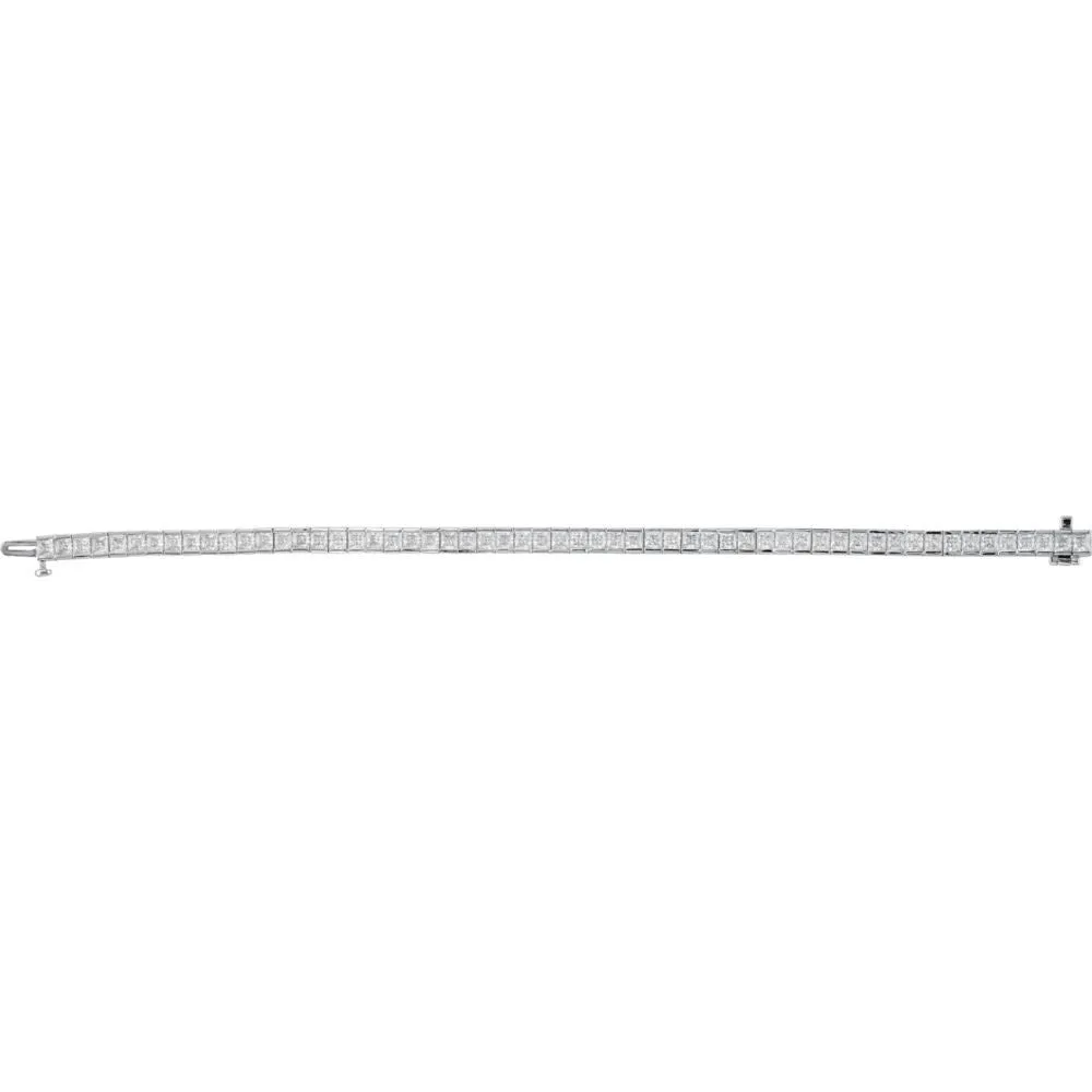 18k White Gold 9 CTW Diamond Line 7.25" Bracelet