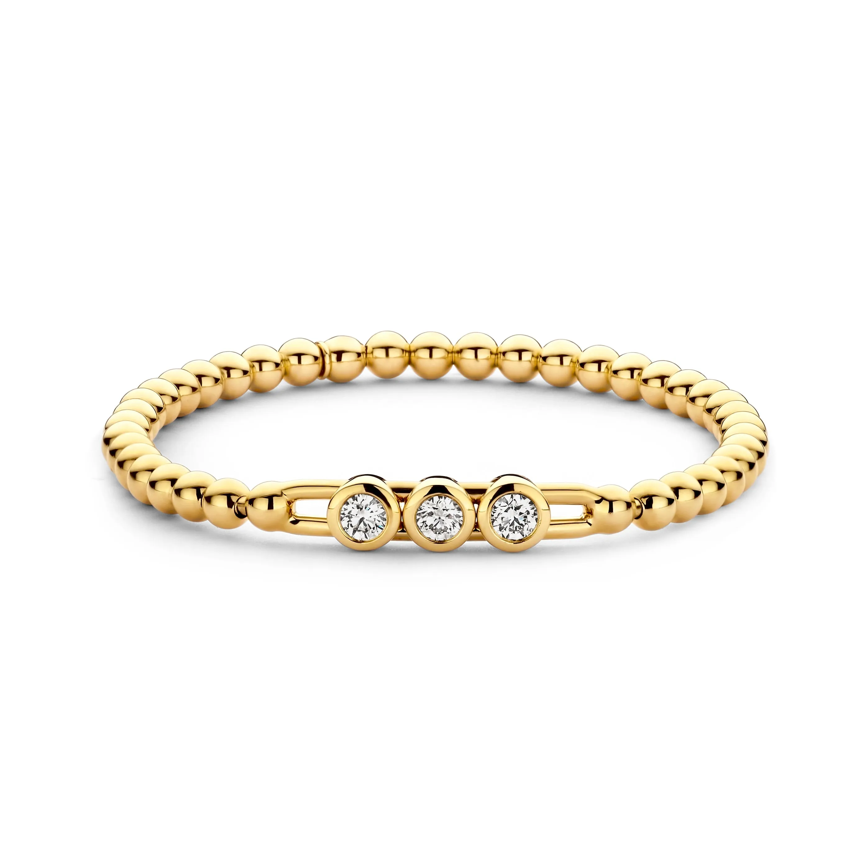 18kt yellow gold stretch bracelet set with 3  sliding diamonds
