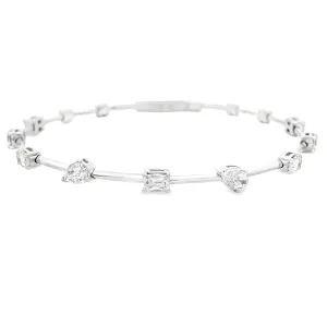 1.92ct 14k White Gold Mixed Shape Diamond Bangle