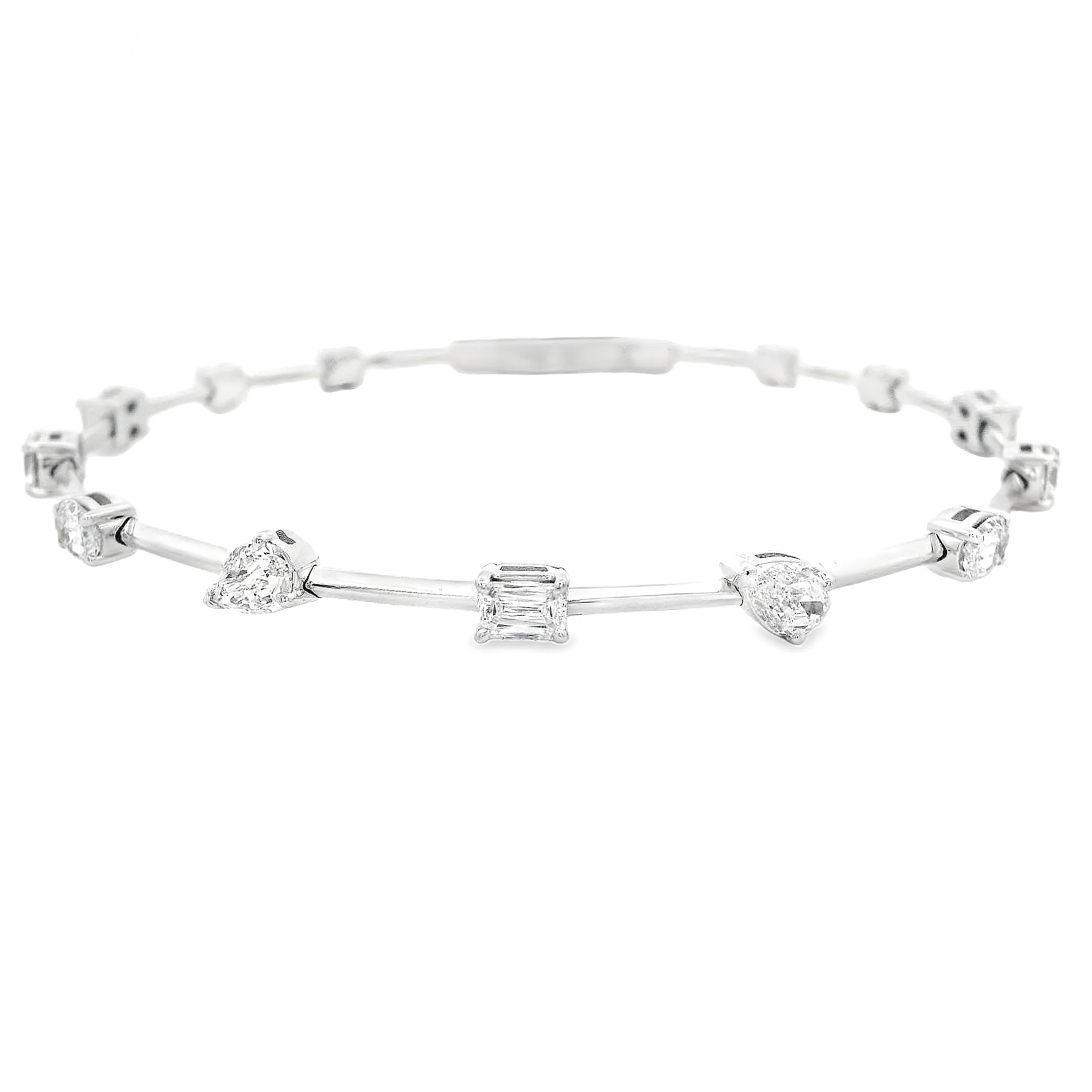 1.92ct 14k White Gold Mixed Shape Diamond Bangle