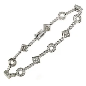 1.95ct Round Cut Diamond Bracelet, 18k White Gold