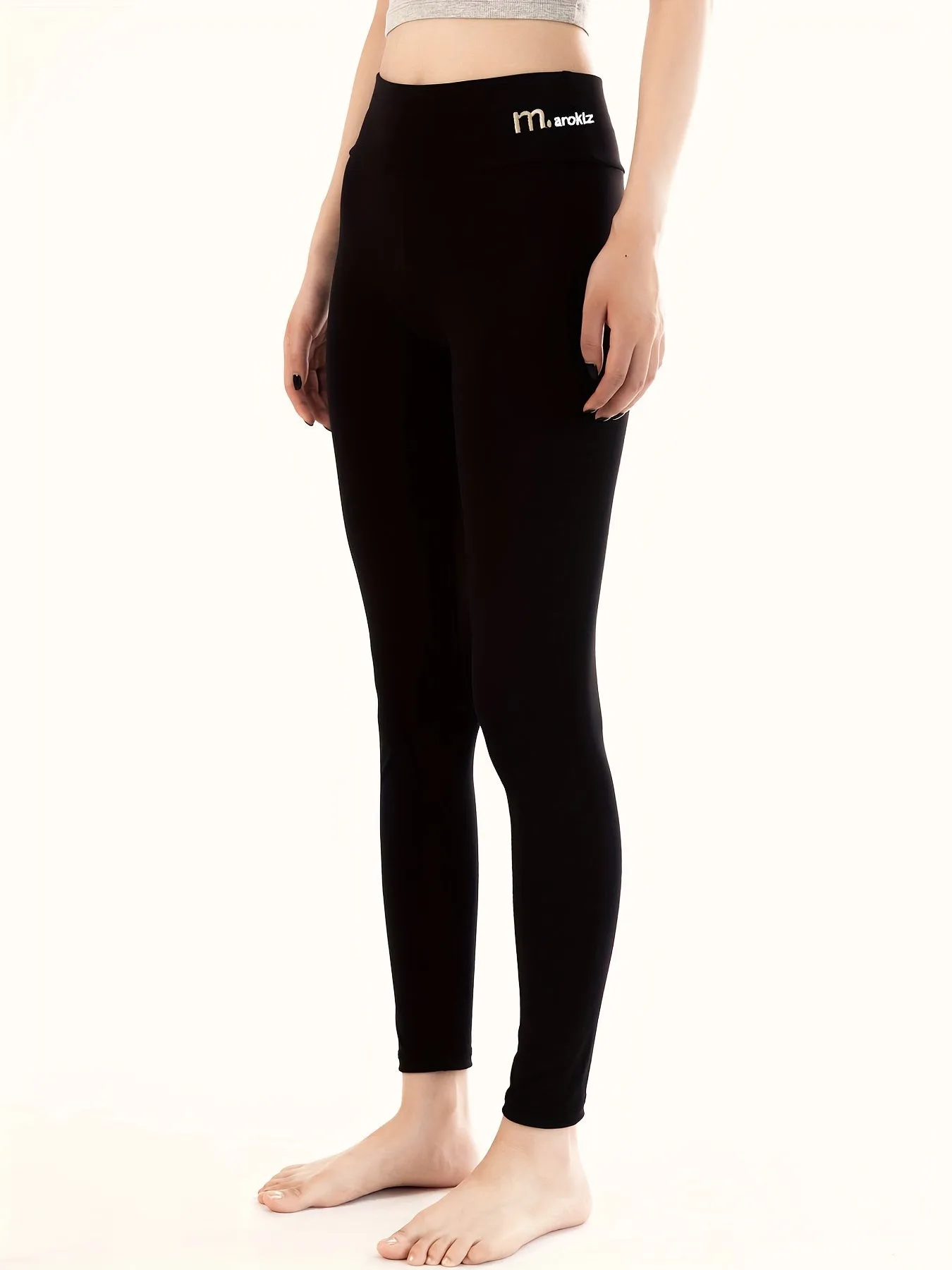 1pc Women's High-Waisted Thermal Fleece-Lined Leggings - Ultra Stretch Slim Fit Knitted Tights - Embroidered Fashion Bottoms