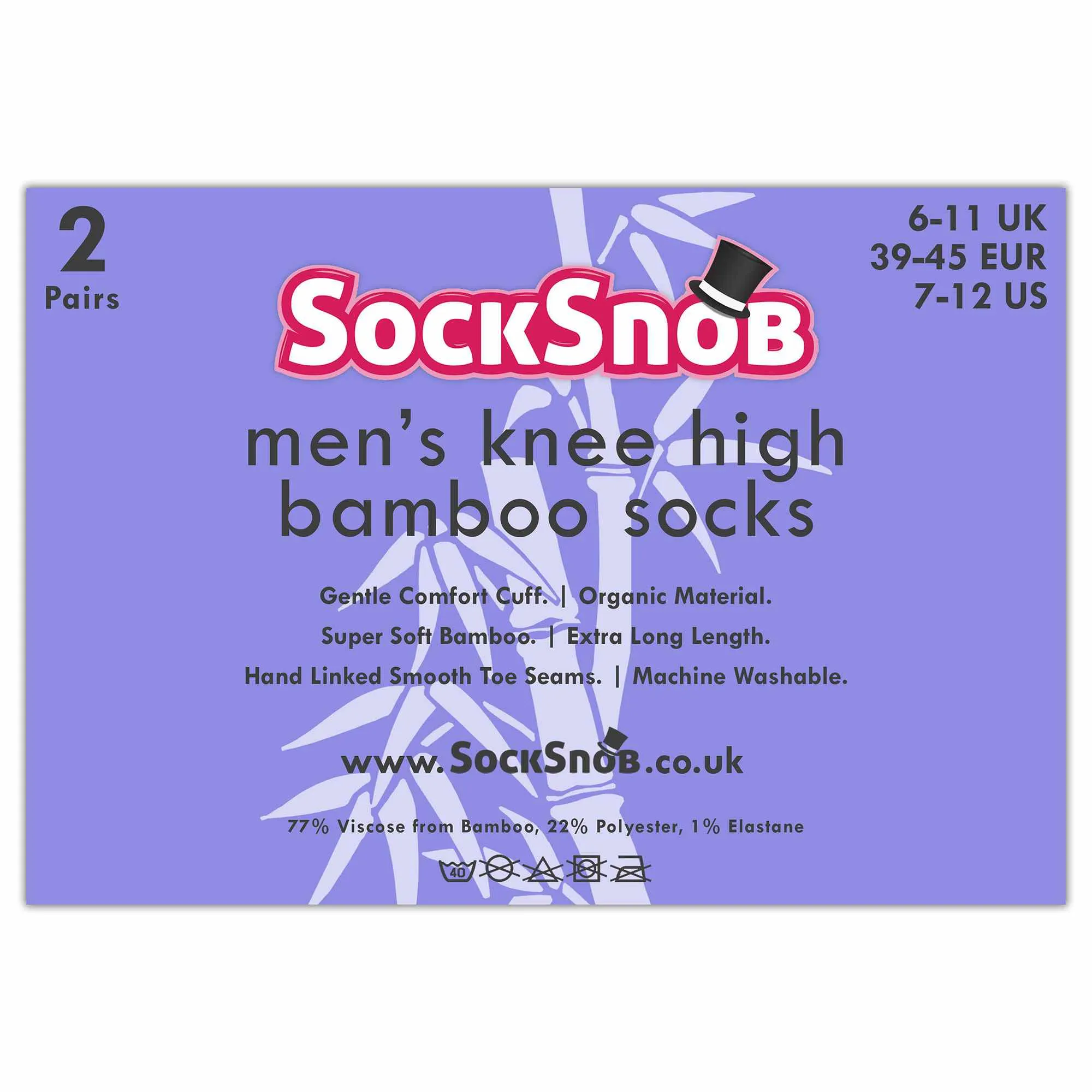 2 Pack Mens Extra Long Knee High Breathable Bamboo Socks