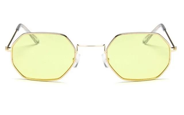 2017 New Polygon Sunglasses Women Men Brand Designer Vintage Sunglasses Gold Clear Sun Glasses Sexy Couple Eyewear Small Shades