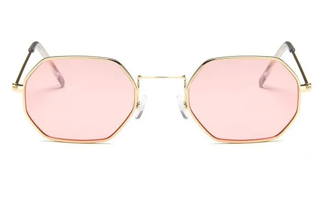 2017 New Polygon Sunglasses Women Men Brand Designer Vintage Sunglasses Gold Clear Sun Glasses Sexy Couple Eyewear Small Shades