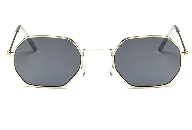 2017 New Polygon Sunglasses Women Men Brand Designer Vintage Sunglasses Gold Clear Sun Glasses Sexy Couple Eyewear Small Shades