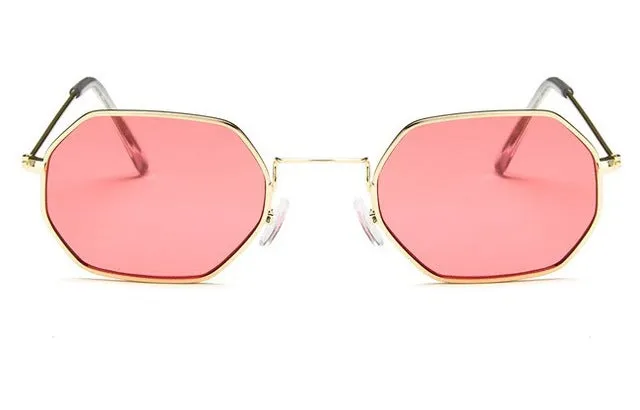 2017 New Polygon Sunglasses Women Men Brand Designer Vintage Sunglasses Gold Clear Sun Glasses Sexy Couple Eyewear Small Shades