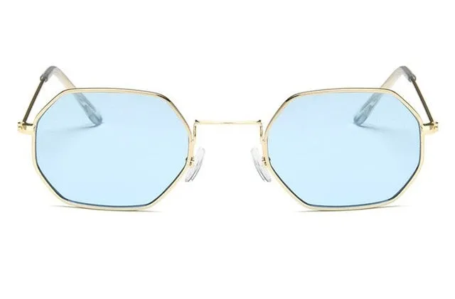 2017 New Polygon Sunglasses Women Men Brand Designer Vintage Sunglasses Gold Clear Sun Glasses Sexy Couple Eyewear Small Shades
