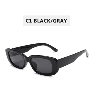 2022 Vintage Black Square Sunglasses Woman Luxury Brand Small Rectangle Sun Glasses Female Gradient Clear Mirror Oculos De Sol