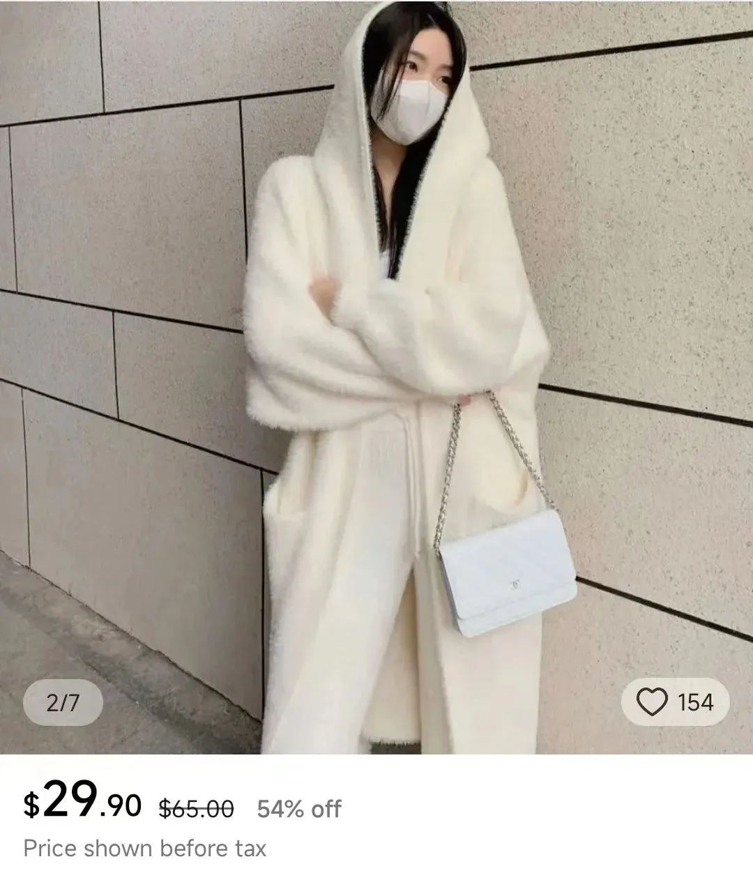 2024 White Long Cardigan for Women – Knitted Fluffy Cashmere Sweater Coat