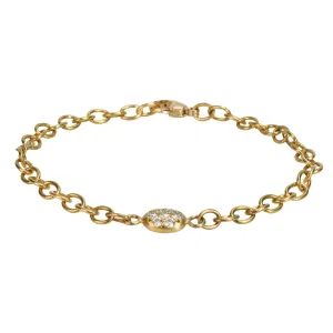 20K Gold Small Pave Diamond "Nugget" Chain Bracelet