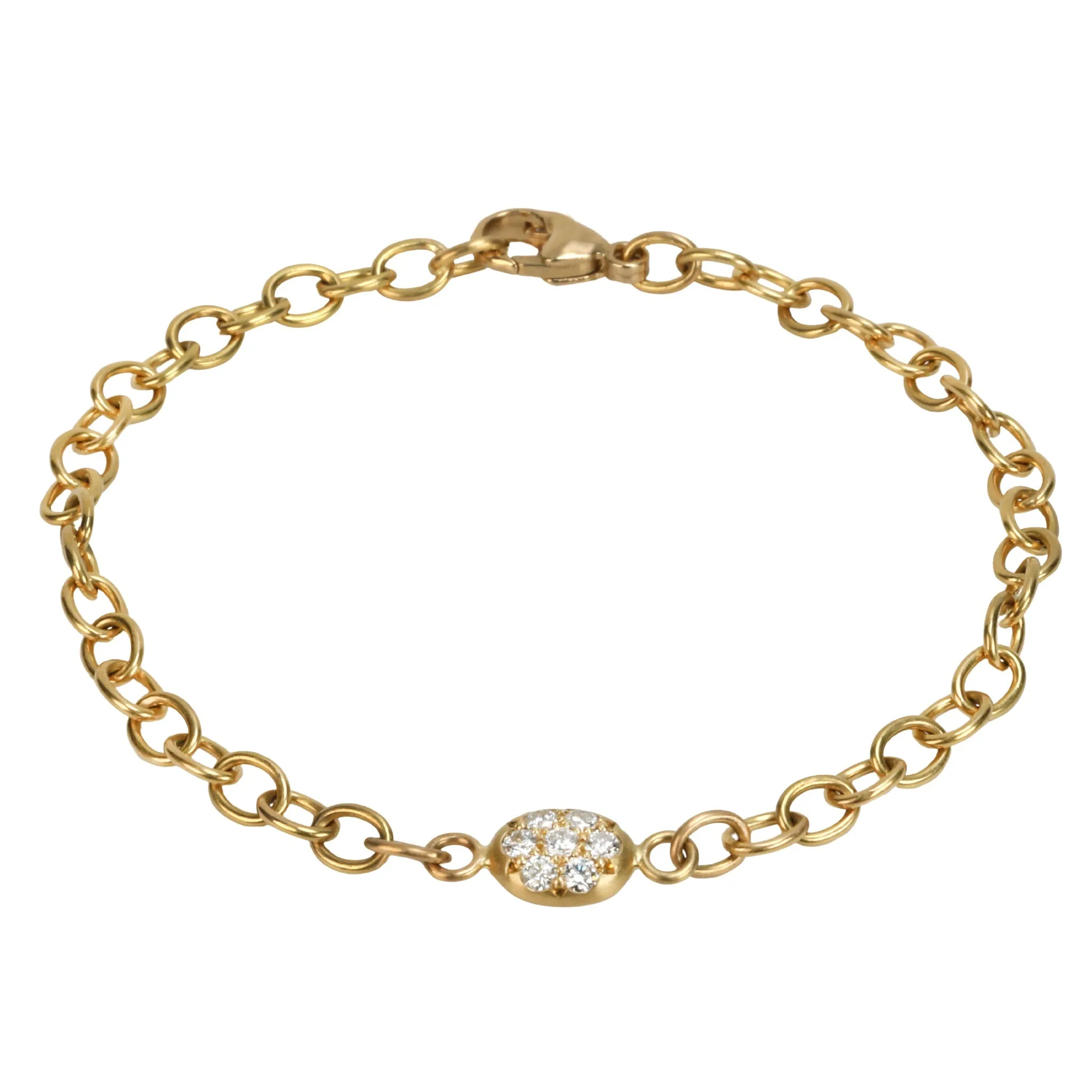 20K Gold Small Pave Diamond "Nugget" Chain Bracelet
