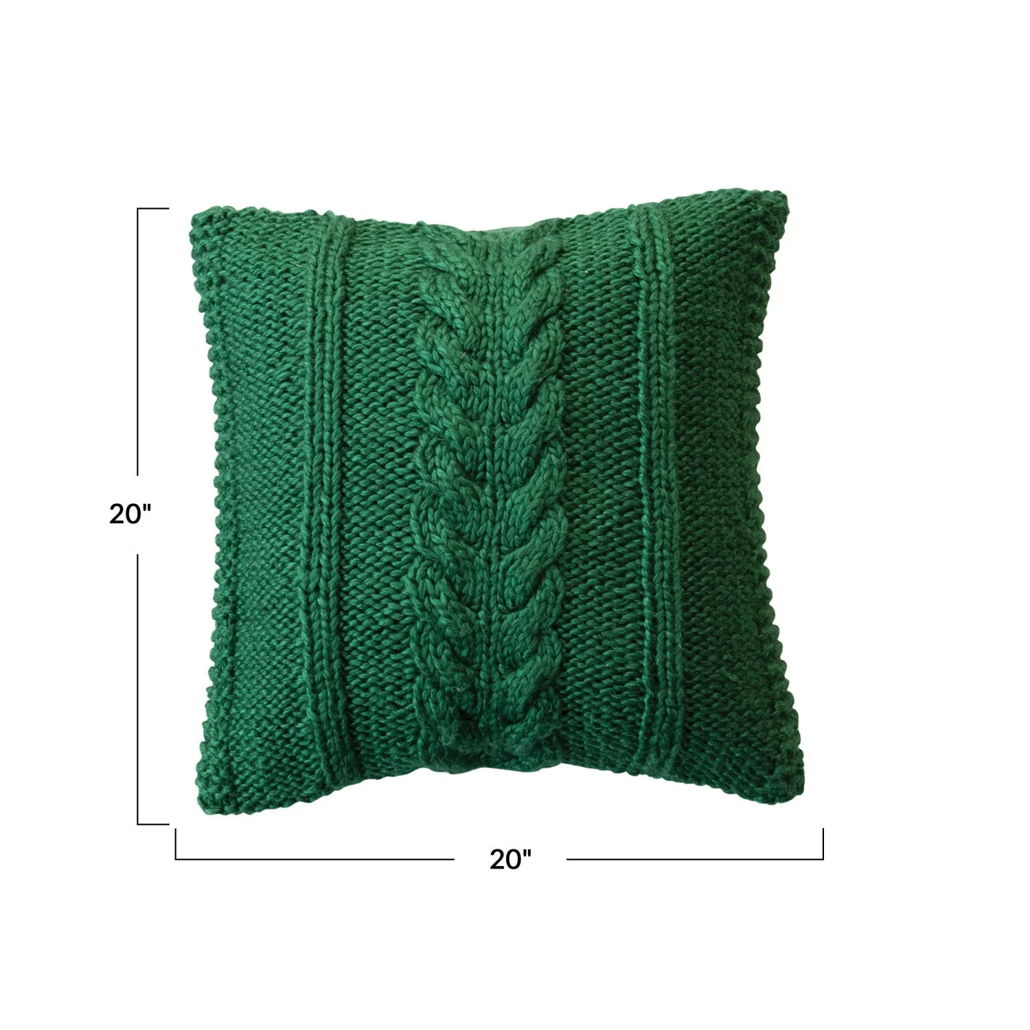 20" Cable Knit Sweater Pillow - Green