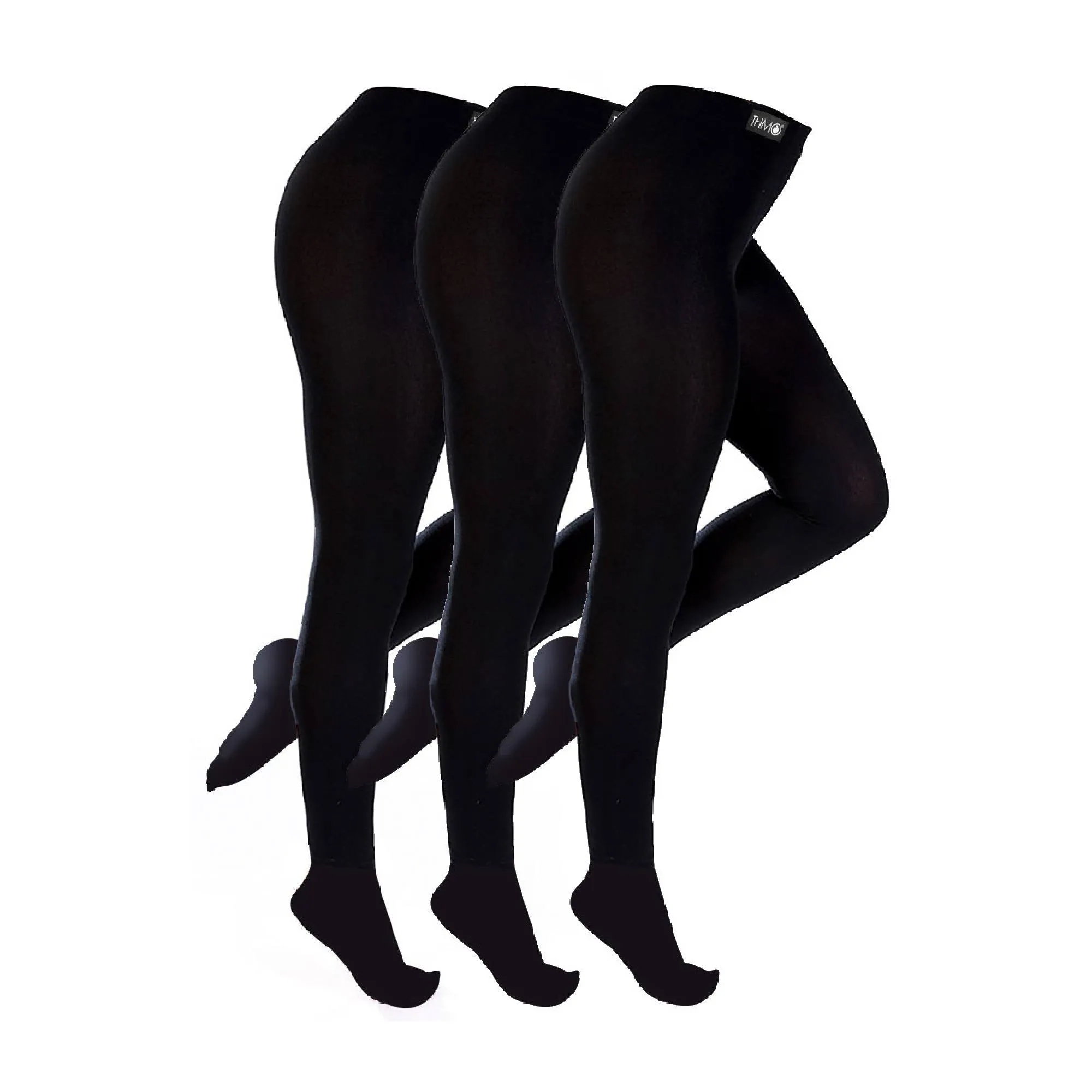 3 Pack Ladies Black Fleece Lined Thermal Tights