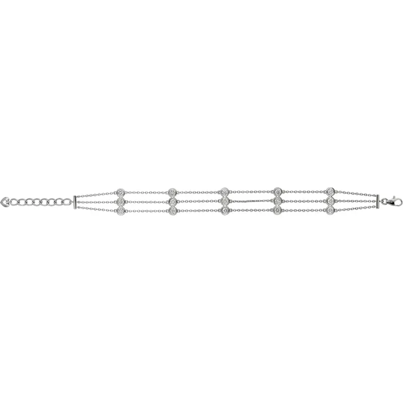 3 ROWS DIAMOND BRACELET 14K GOLD (1 CTW)